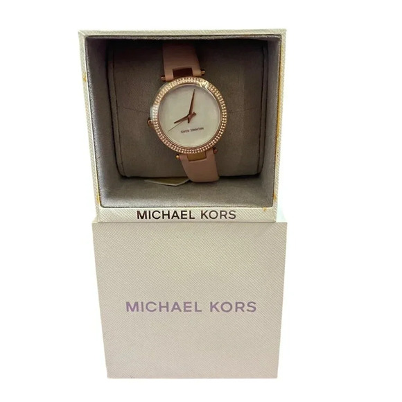 Michael Kors Mini Parker Pearlized Strap Rose Gold Watch MK2590 needs battery - Picture 7 of 13
